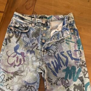 Wild Fable High Rise Graffiti Jeans - Multicolor